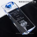 Diamond Crystal Trophy with Engraved Logo/Clear Crystal Diamond Trophy/Diamond Shape Crystal Award for Business Gift